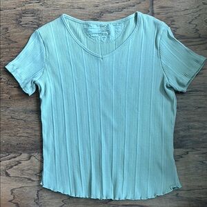 Light Green 100% Cotton Ribbed Top